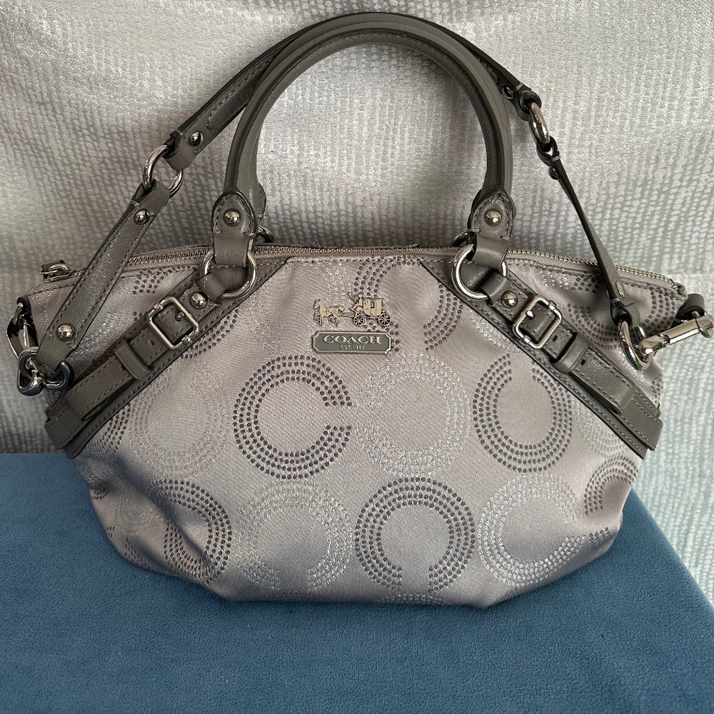 Vintage Coach, Silver Madison Dotted Op Art , satchel, purse